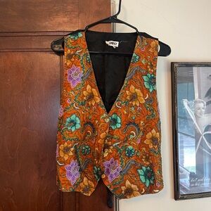 Vintage beaded orange floral vest